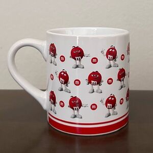 M&M'S Red and White‎ Patterned 16oz Mug. 2018 Mars Limited edition.